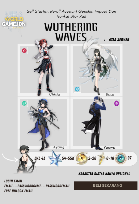 [SEA Server] Akun Reroll Wuthering Waves 57-58k Astride Union Level 44+